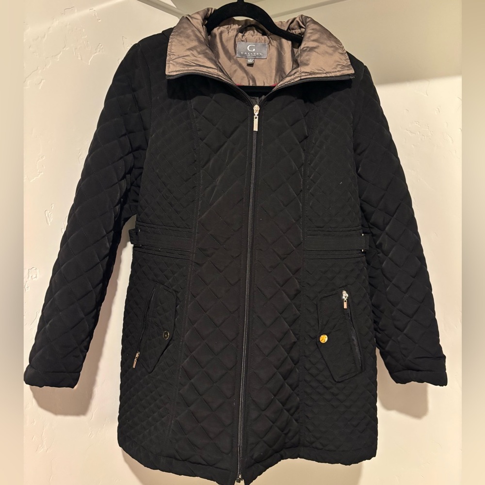 Gallery Black Quilted Puffer Coat